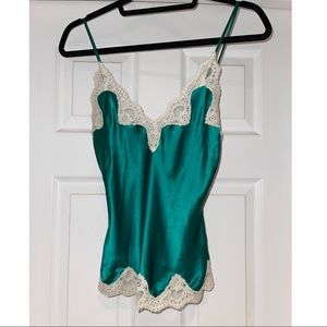 Samantha Chang Green Silk Lingerie Tank